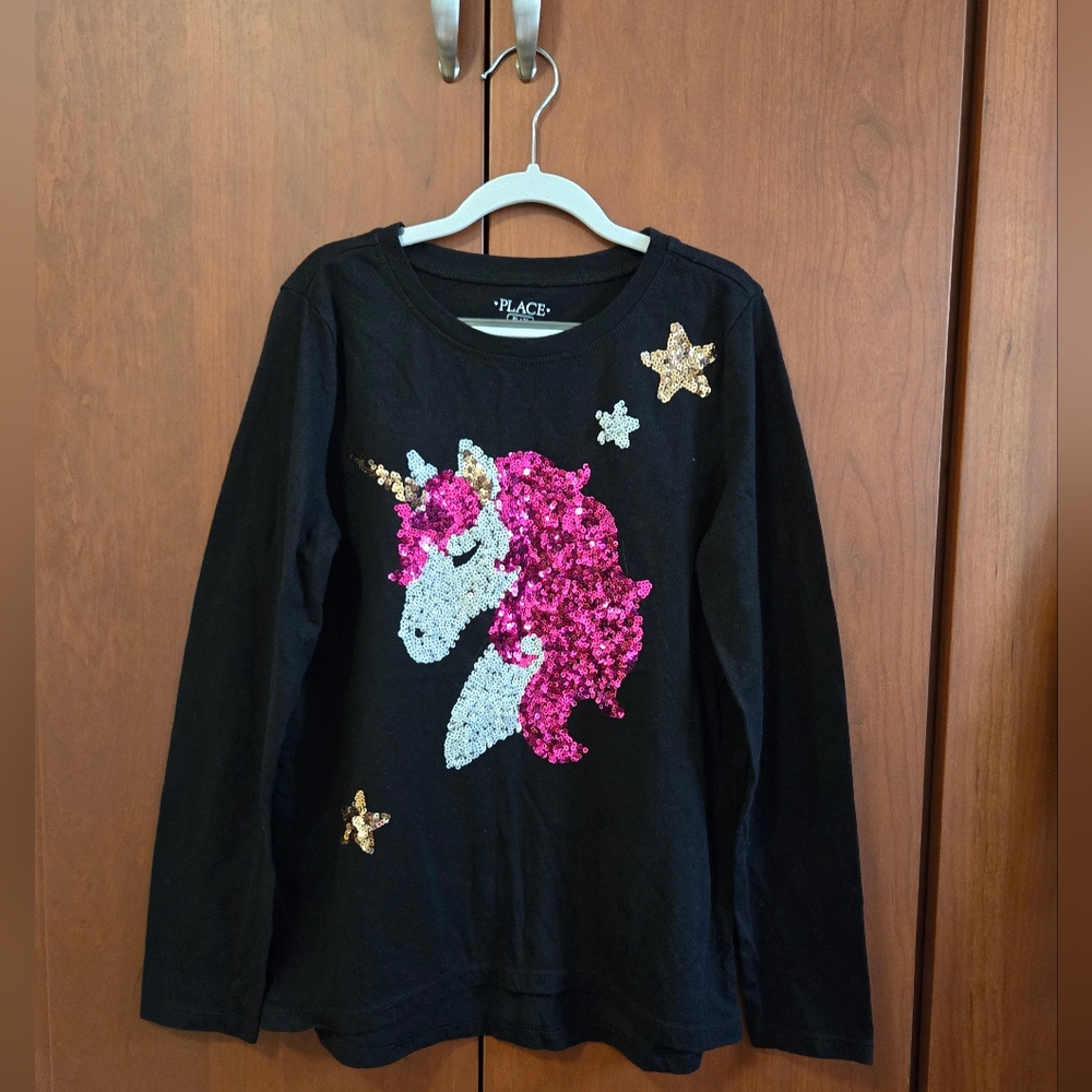 Sequin Unicorn long-sleeved shirt, kids XL (14).  New without tags.
